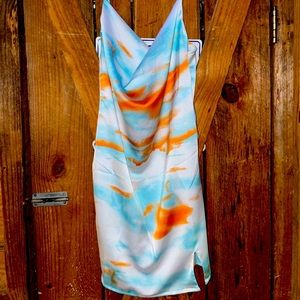 Large Shein Blue & Orange Cocktail Dress